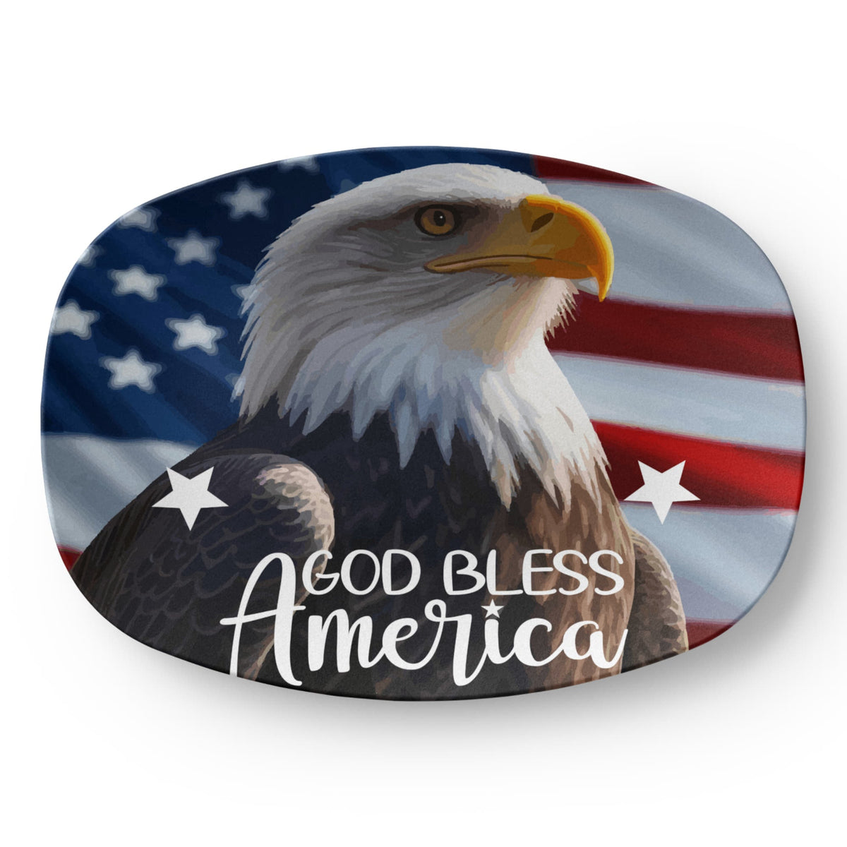 God Bless America Bald Eagle 10”x14” Oval Serving Platter