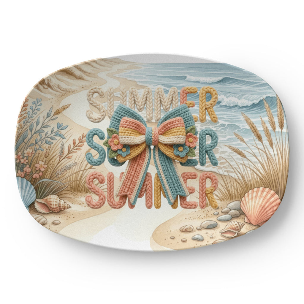 Summer Summer Summer Faux Yarn 10" x  14" Oval Serving Platter