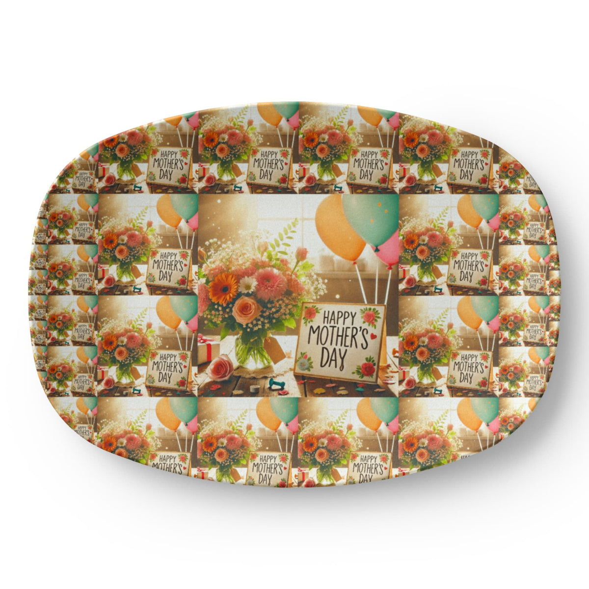 Happy Mother's Day Pattern 10”x14” Oval Serving Platter