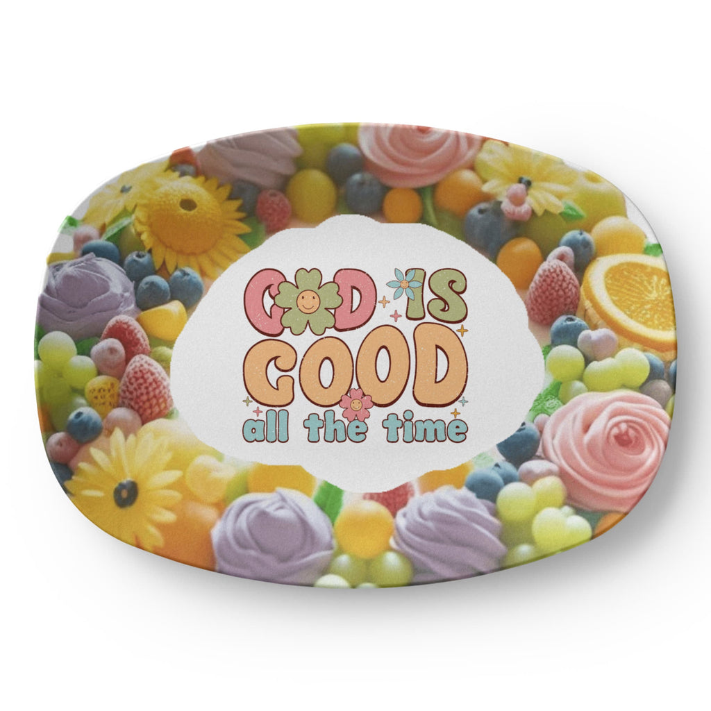 God is Good Faith Based Floral Design 10' x 14' Oval Platter
