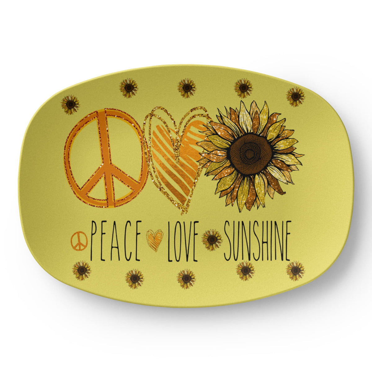 Peace Love and Sunshine 10" x 14' Oval Serving Platter
