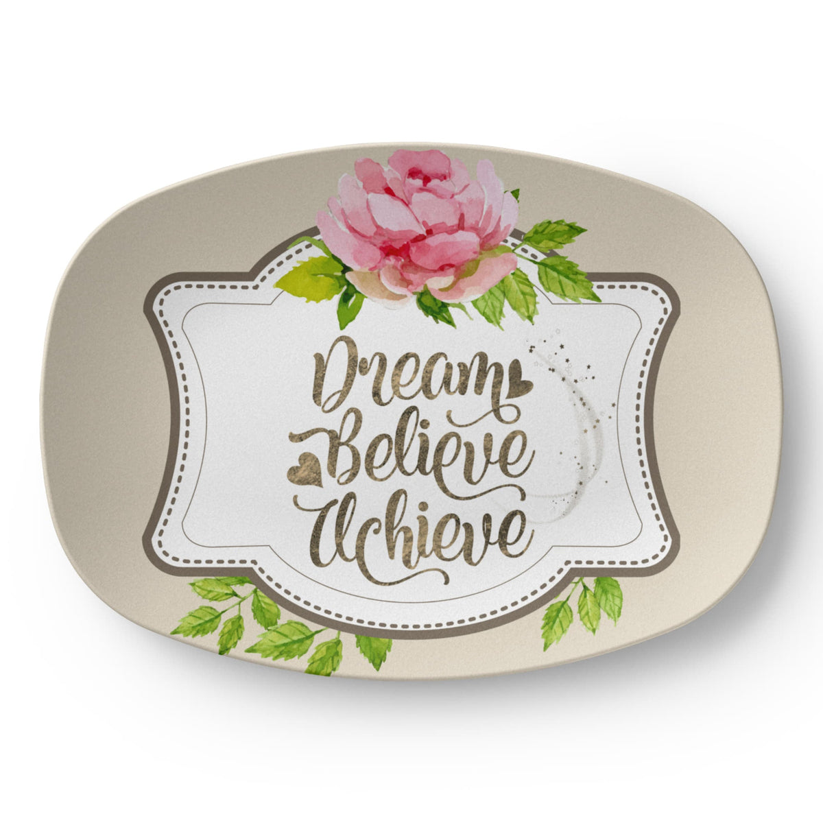 Dream Believe Achieve Inspirational 10" x 14" Oval Serving Platter