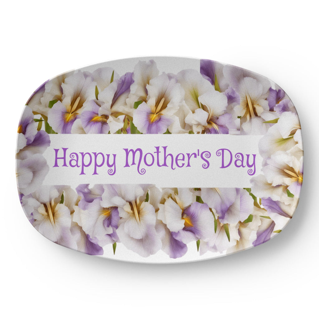 Happy Mother's Day Purple Flowers 10”x14” Oval Serving Platter
