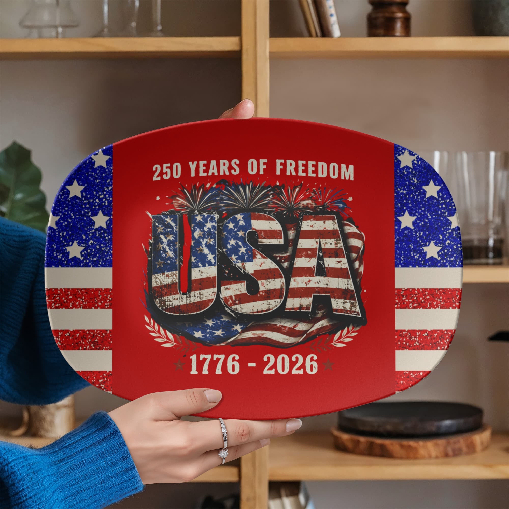 250 Years of Freedom United States 10" x 14" Oval Serving Platter