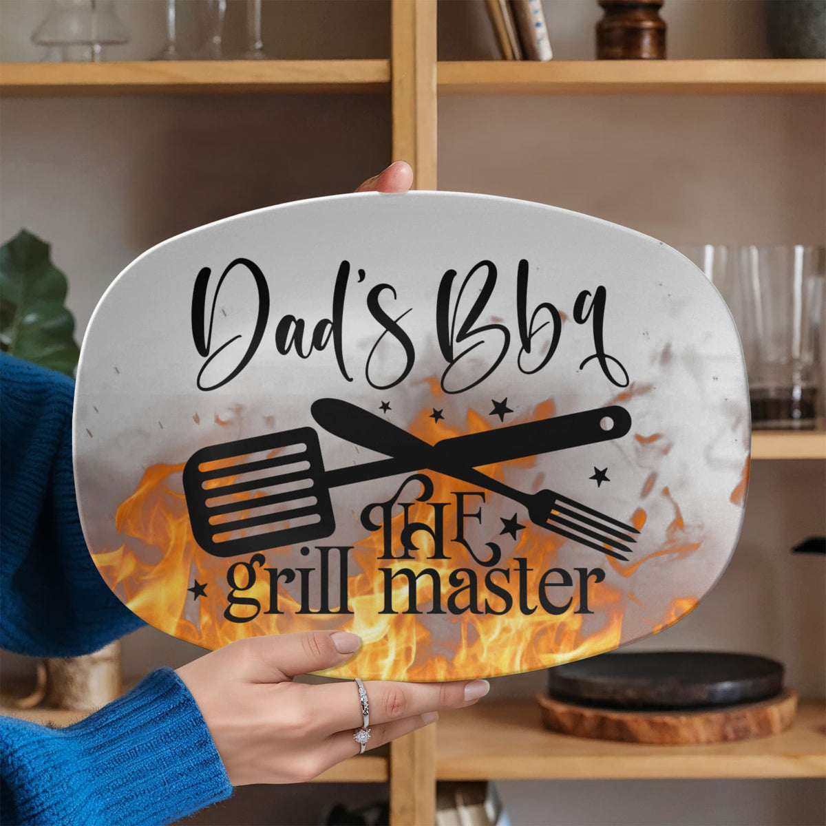 Dad's BBQ The Grill Master 10”x14” Oval Serving Platter