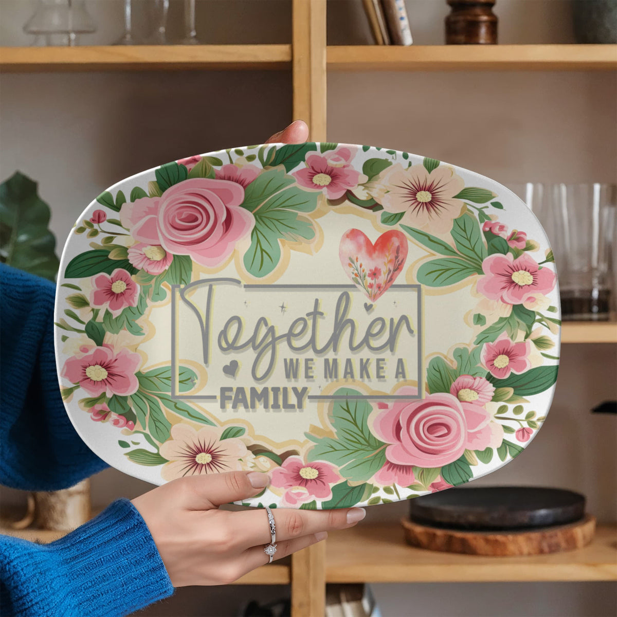 Together We Make a Family 10" x 14" Oval Serving Platter