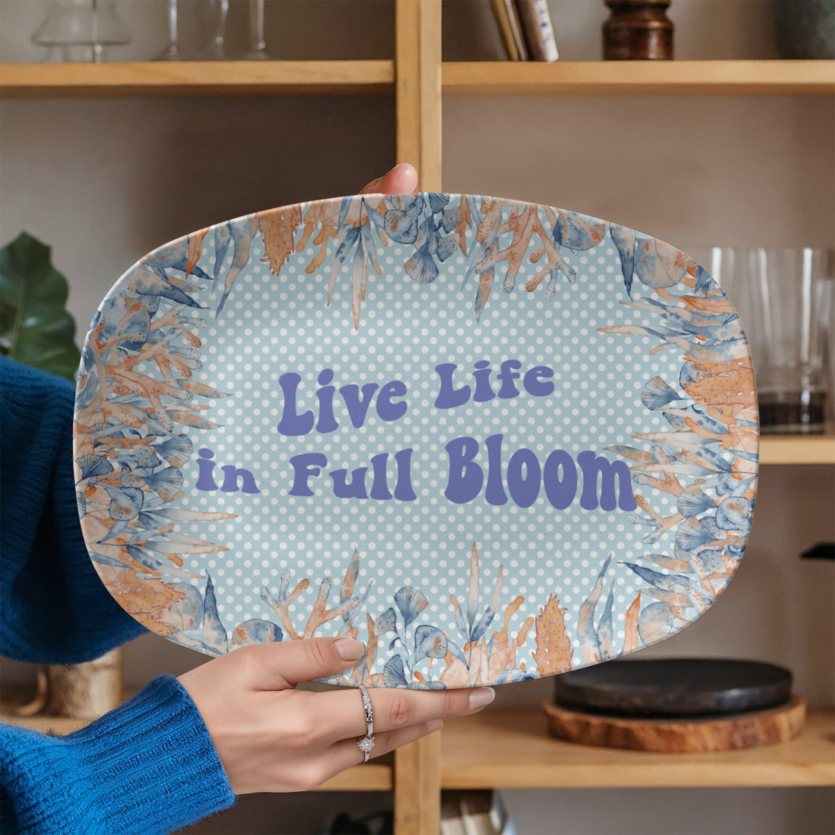 Live Life in Full Bloom Summer 10" x  14" Oval Platter