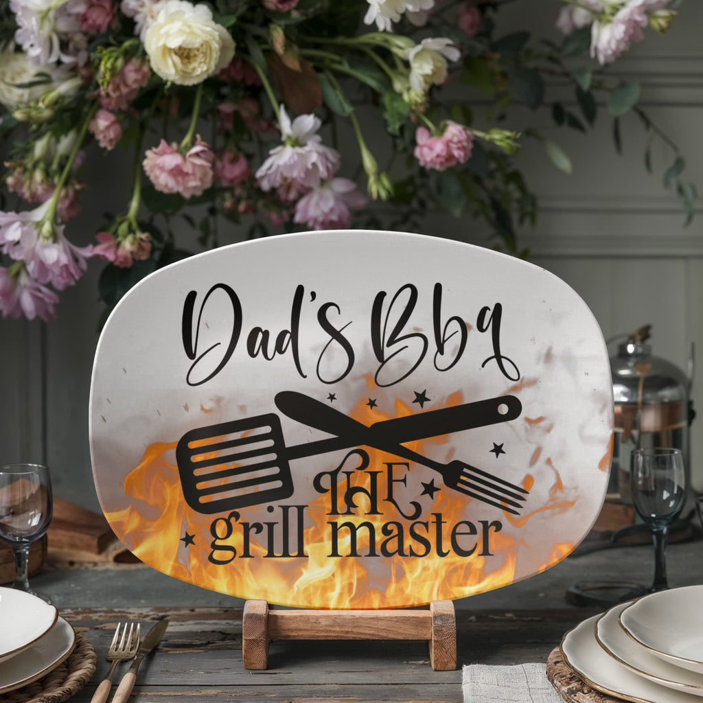 Dad's BBQ The Grill Master 10”x14” Oval Serving Platter