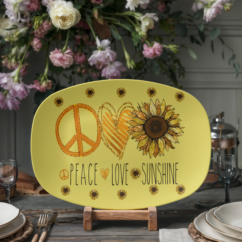 Peace Love and Sunshine 10" x 14' Oval Serving Platter