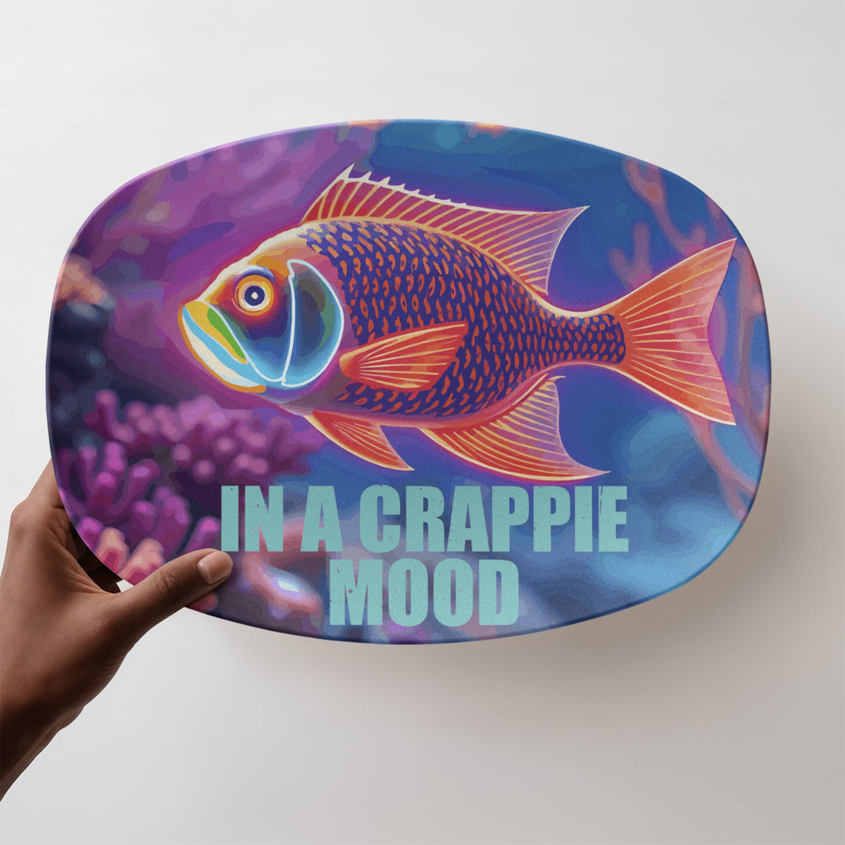 In a Crappie Mood Fish 10" x 14" Oval Serving Platter