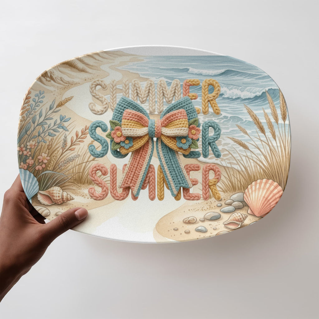 Summer Summer Summer Faux Yarn 10" x  14" Oval Serving Platter