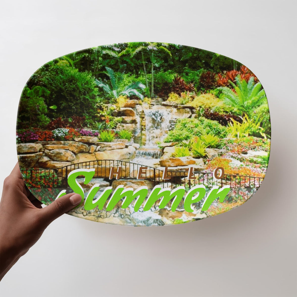 Hello Summer Tropical Waterfall 10" x 14" Oval Serving Platter