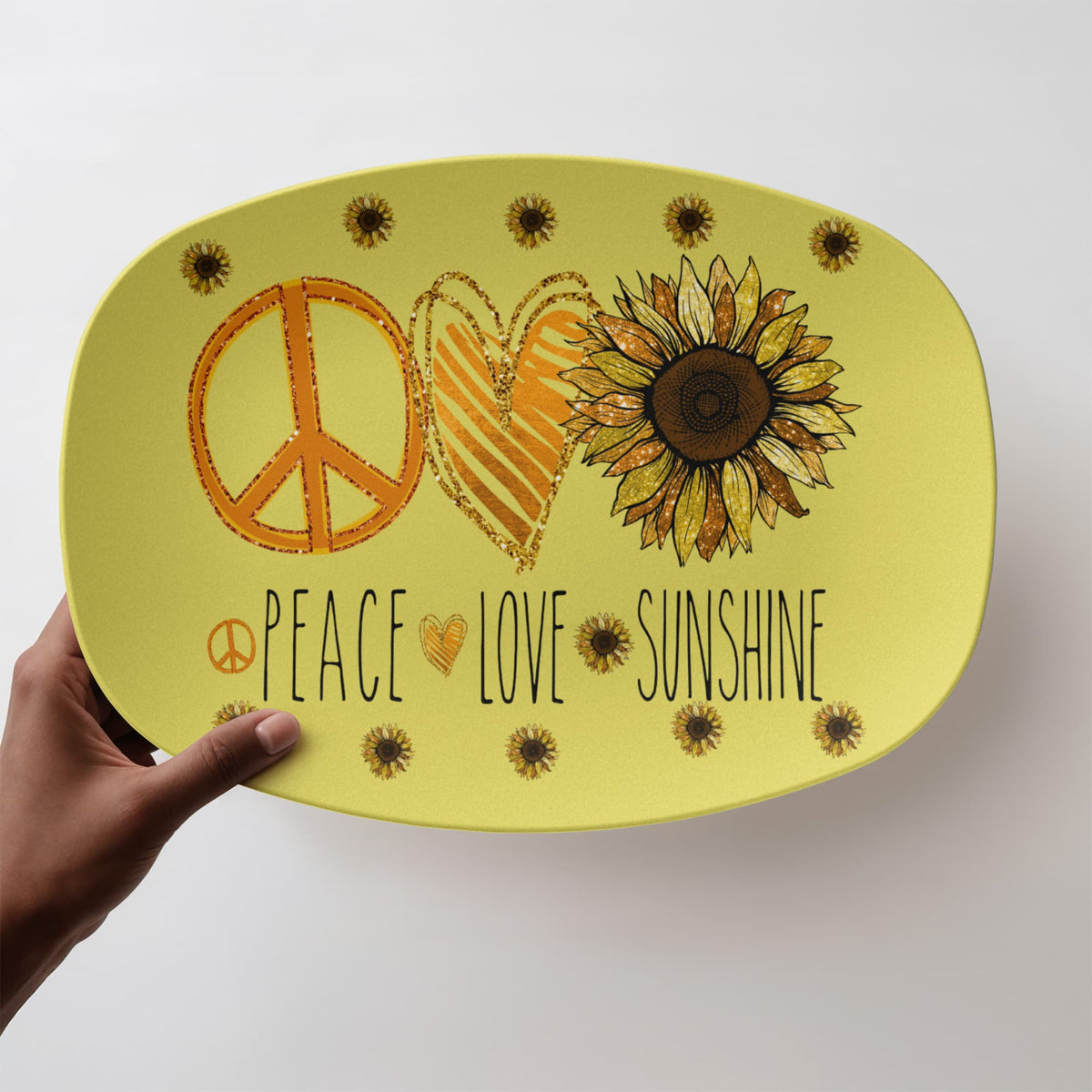 Peace Love and Sunshine 10" x 14' Oval Serving Platter