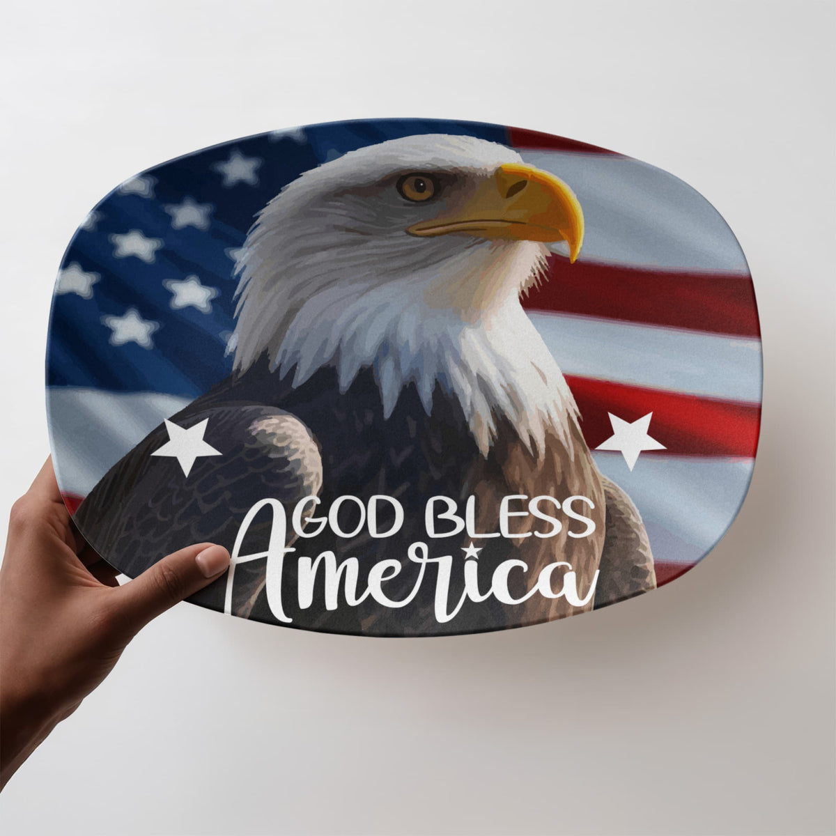 God Bless America Bald Eagle 10”x14” Oval Serving Platter