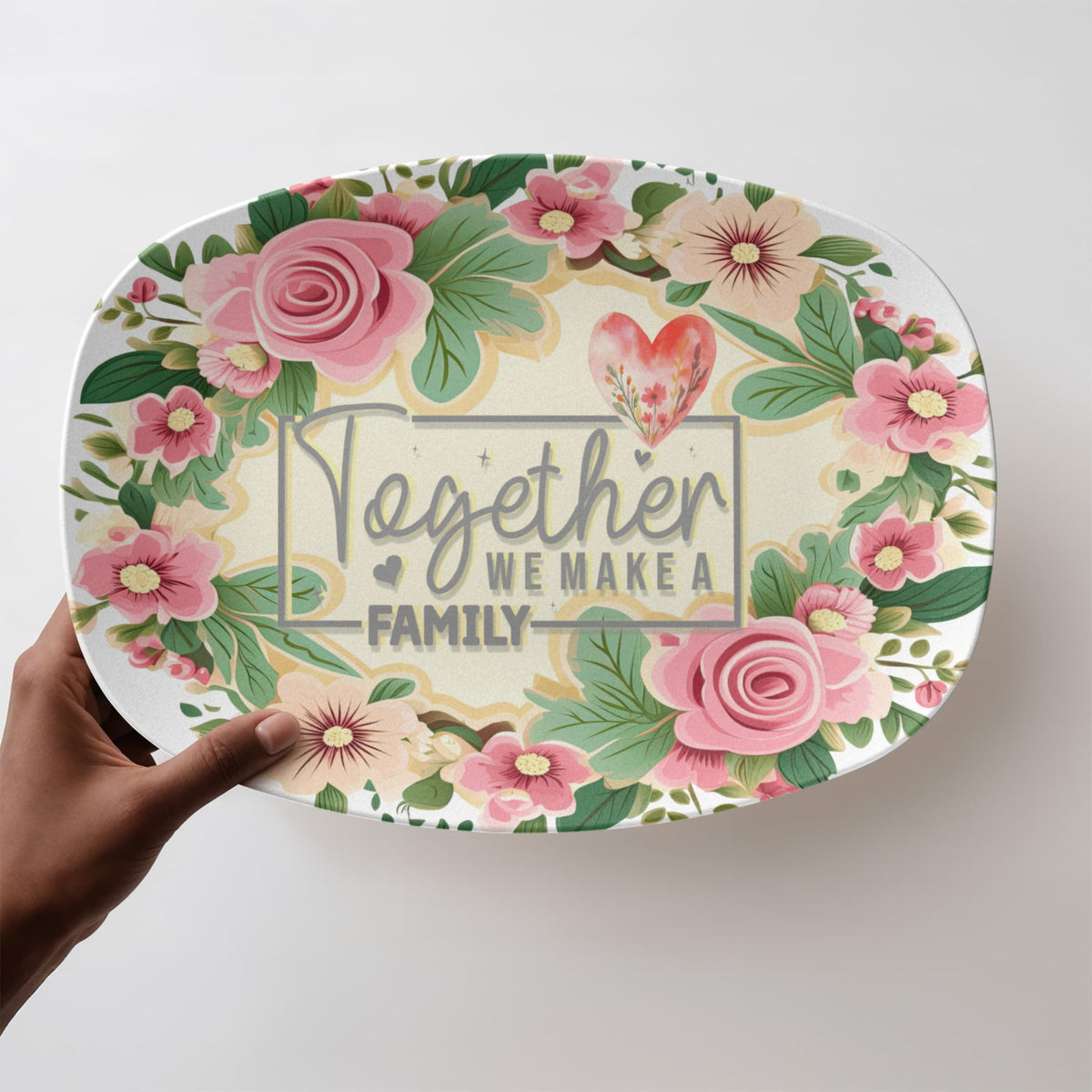 Together We Make a Family 10" x 14" Oval Serving Platter