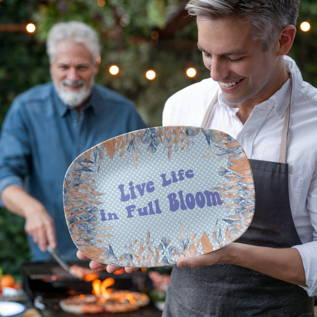 Live Life in Full Bloom Summer 10" x  14" Oval Platter