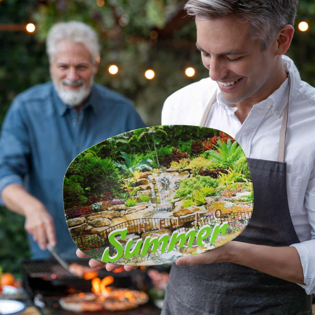 Hello Summer Tropical Waterfall 10" x 14" Oval Serving Platter