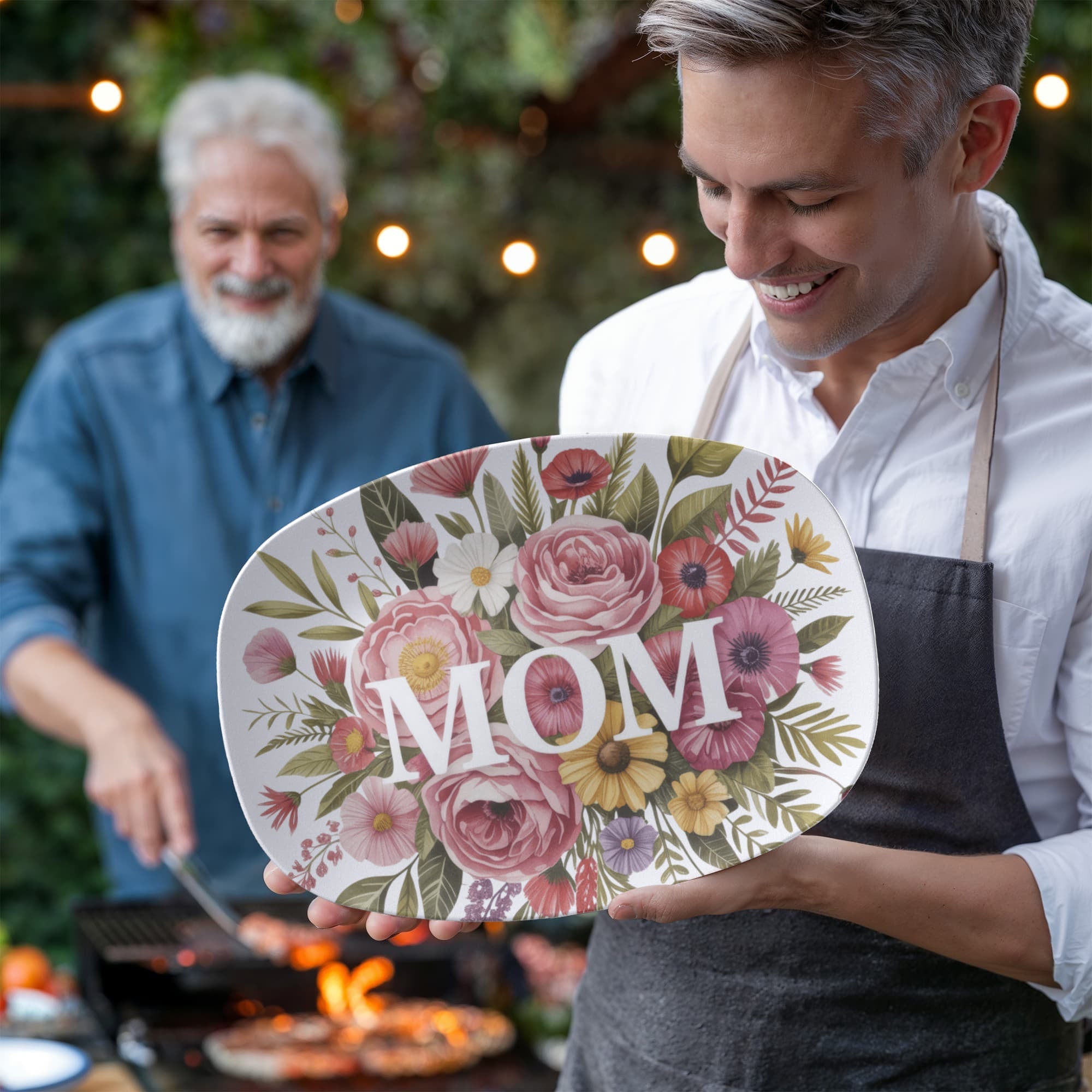 Floral Mom Mother's Day Decor 10" x 14" Oval Serving Platter