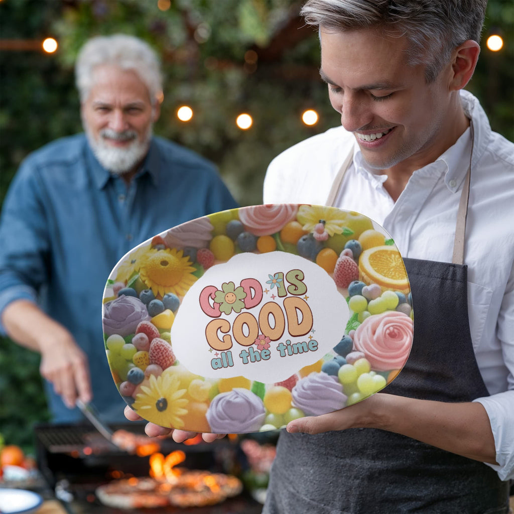 God is Good Faith Based Floral Design 10' x 14' Oval Platter