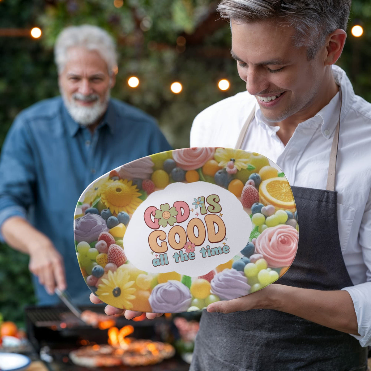God is Good Faith Based Floral Design 10' x 14' Oval Platter