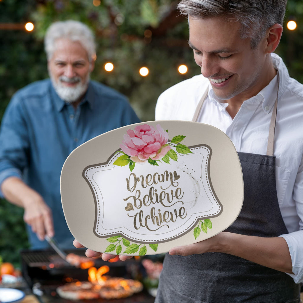 Dream Believe Achieve Inspirational 10" x 14" Oval Serving Platter