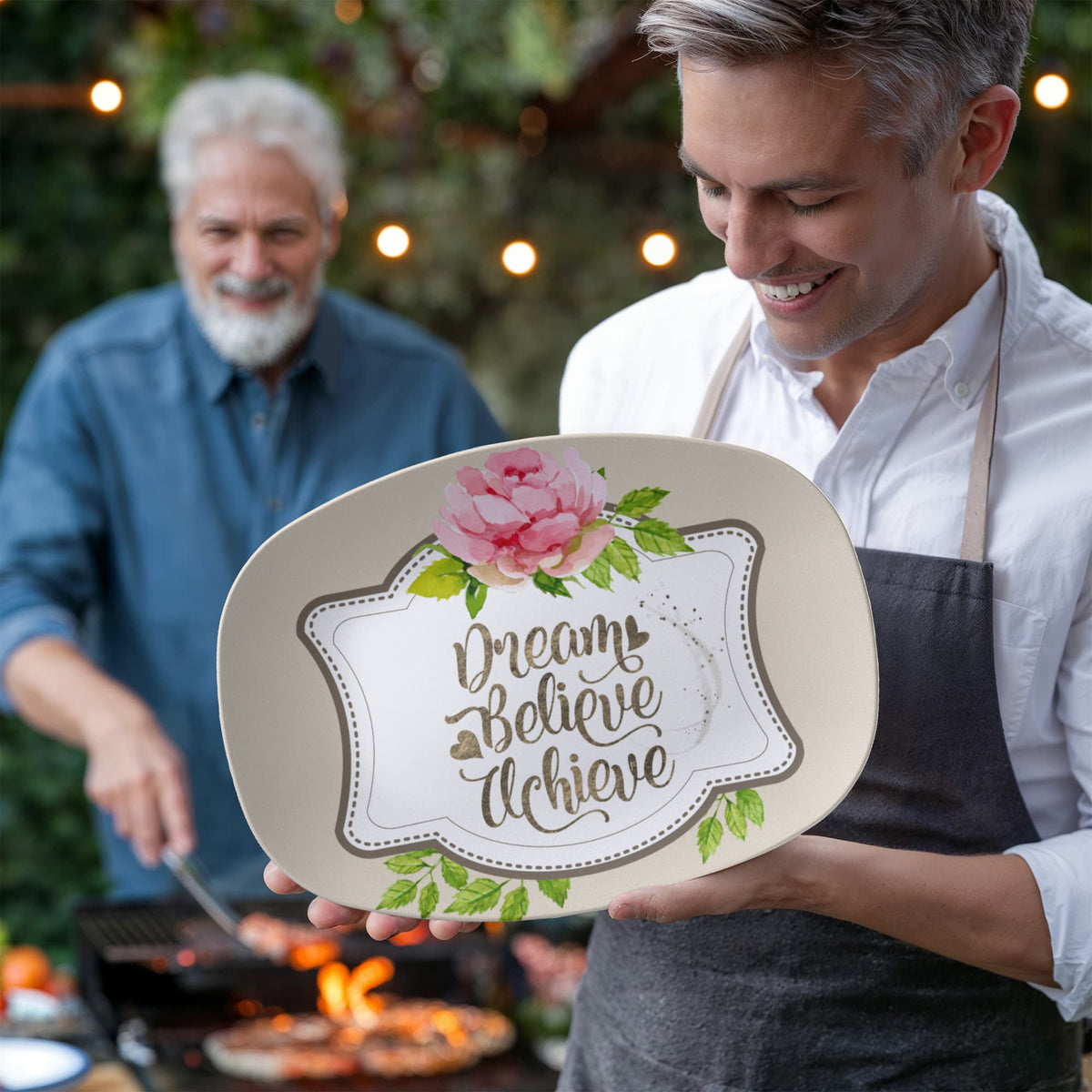 Dream Believe Achieve Inspirational 10" x 14" Oval Serving Platter
