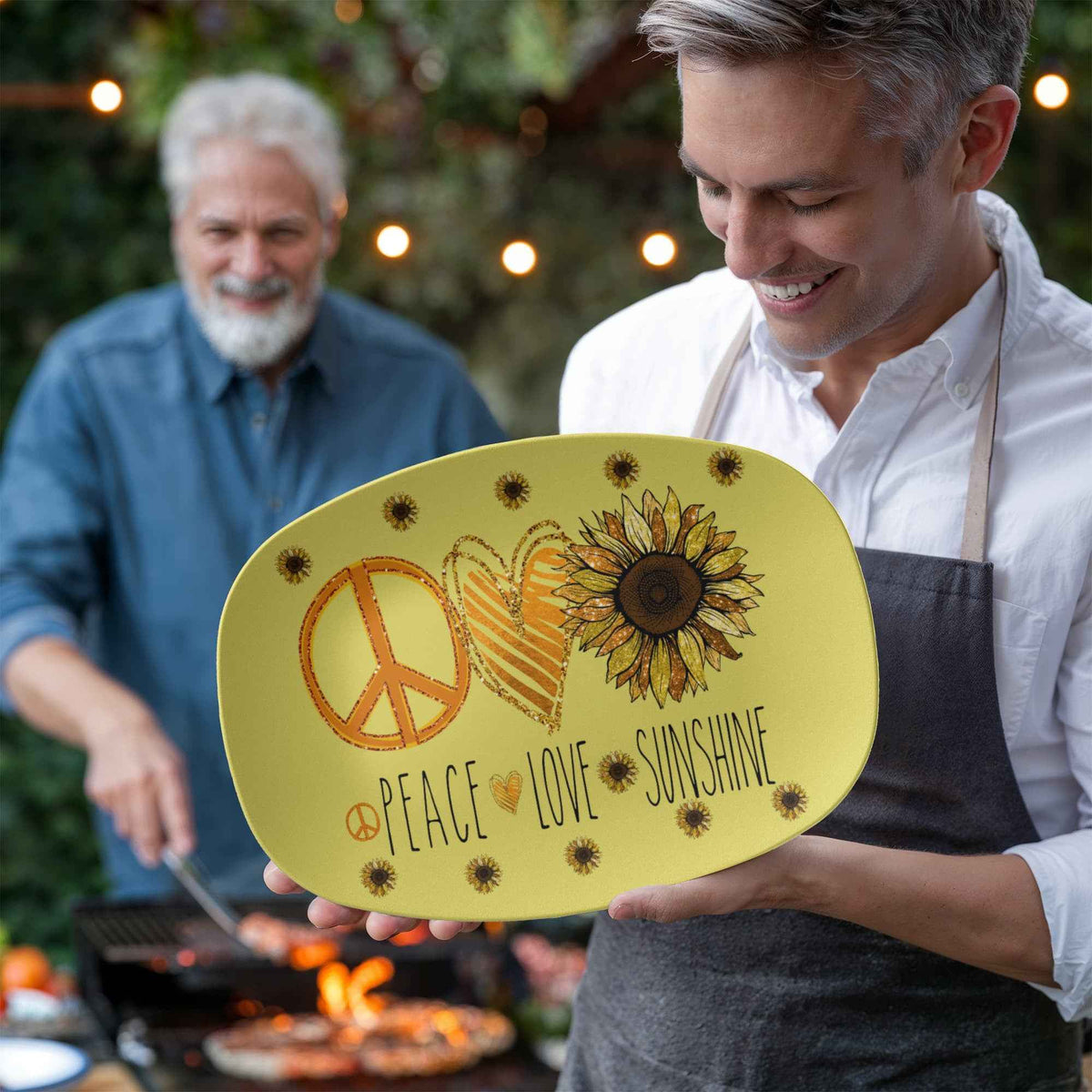 Peace Love and Sunshine 10" x 14' Oval Serving Platter