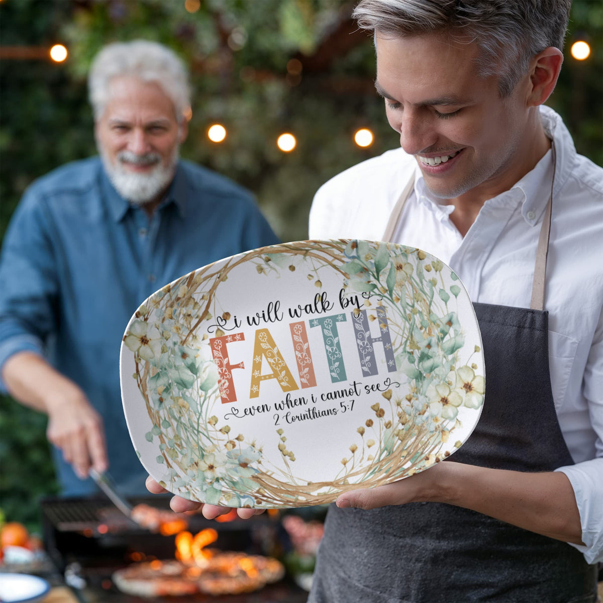 I Will Walk by Faith Even When I Cannot See Oval 10" x 14" Platter