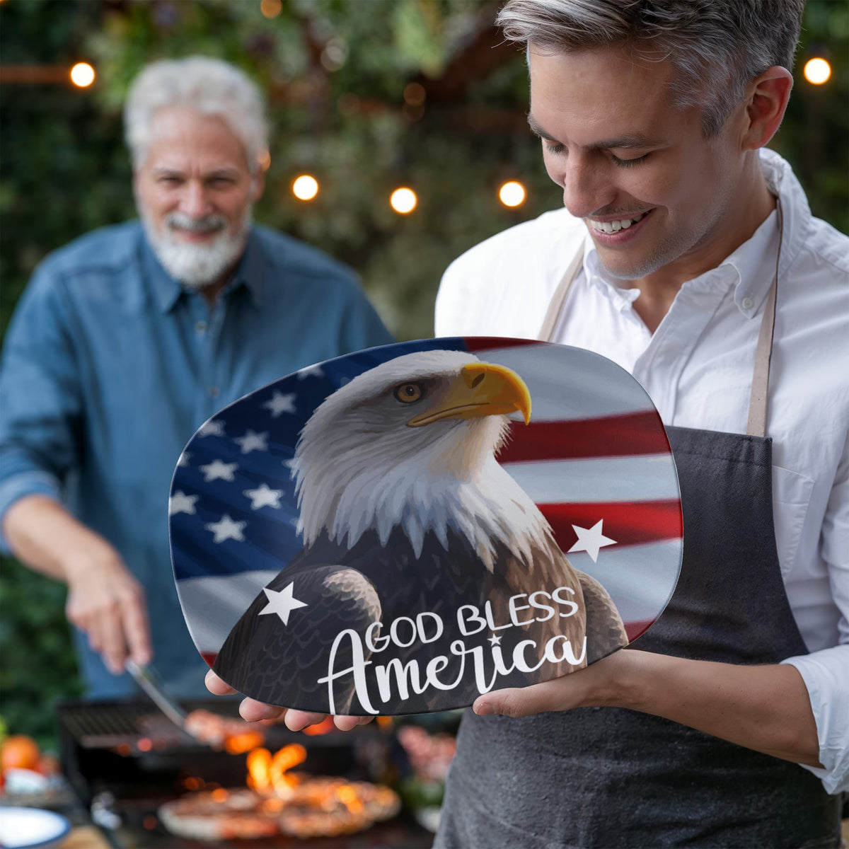 God Bless America Bald Eagle 10”x14” Oval Serving Platter