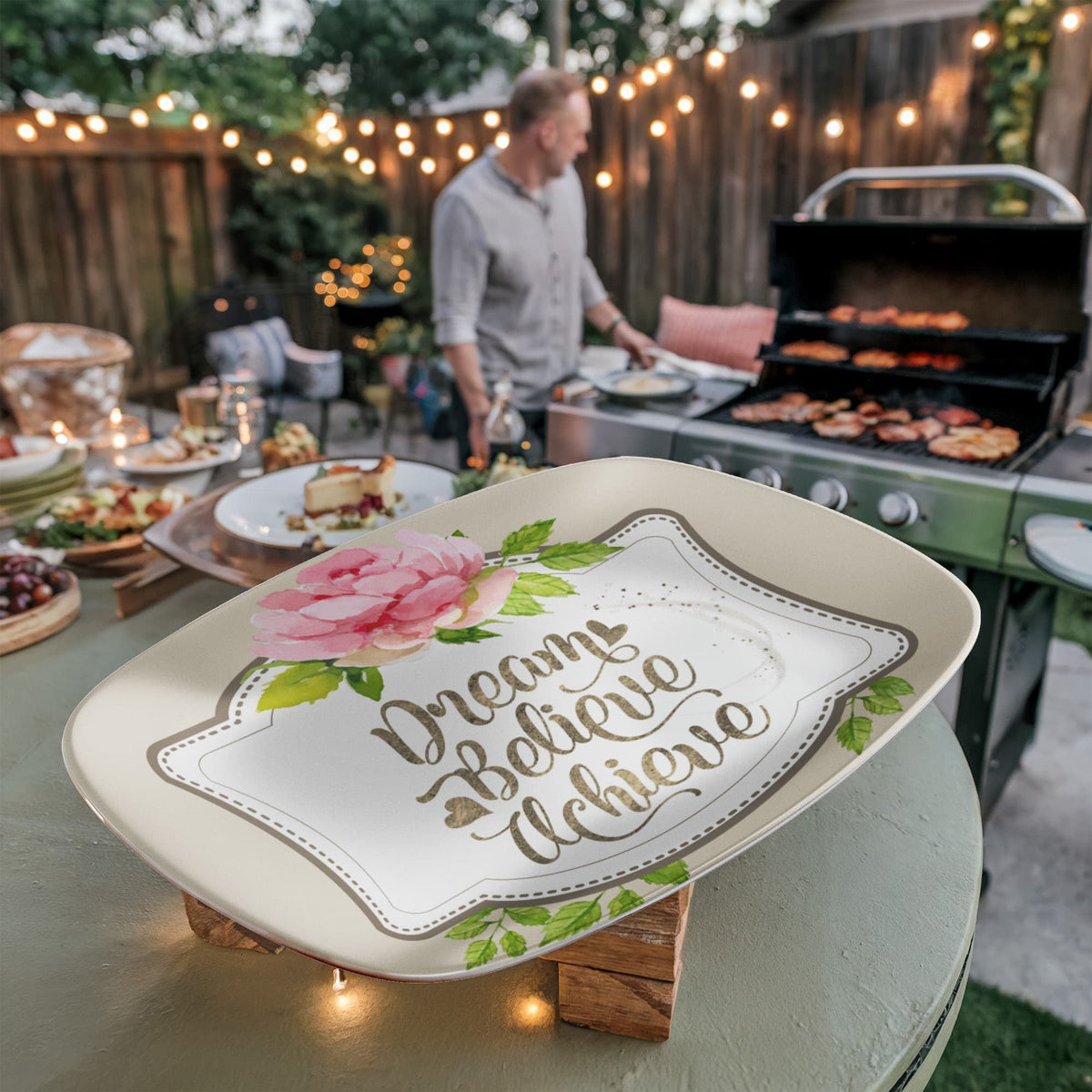 Dream Believe Achieve Inspirational 10" x 14" Oval Serving Platter