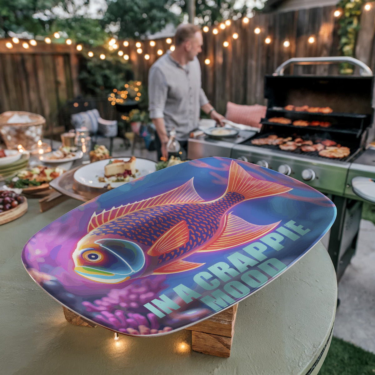 In a Crappie Mood Fish 10" x 14" Oval Serving Platter