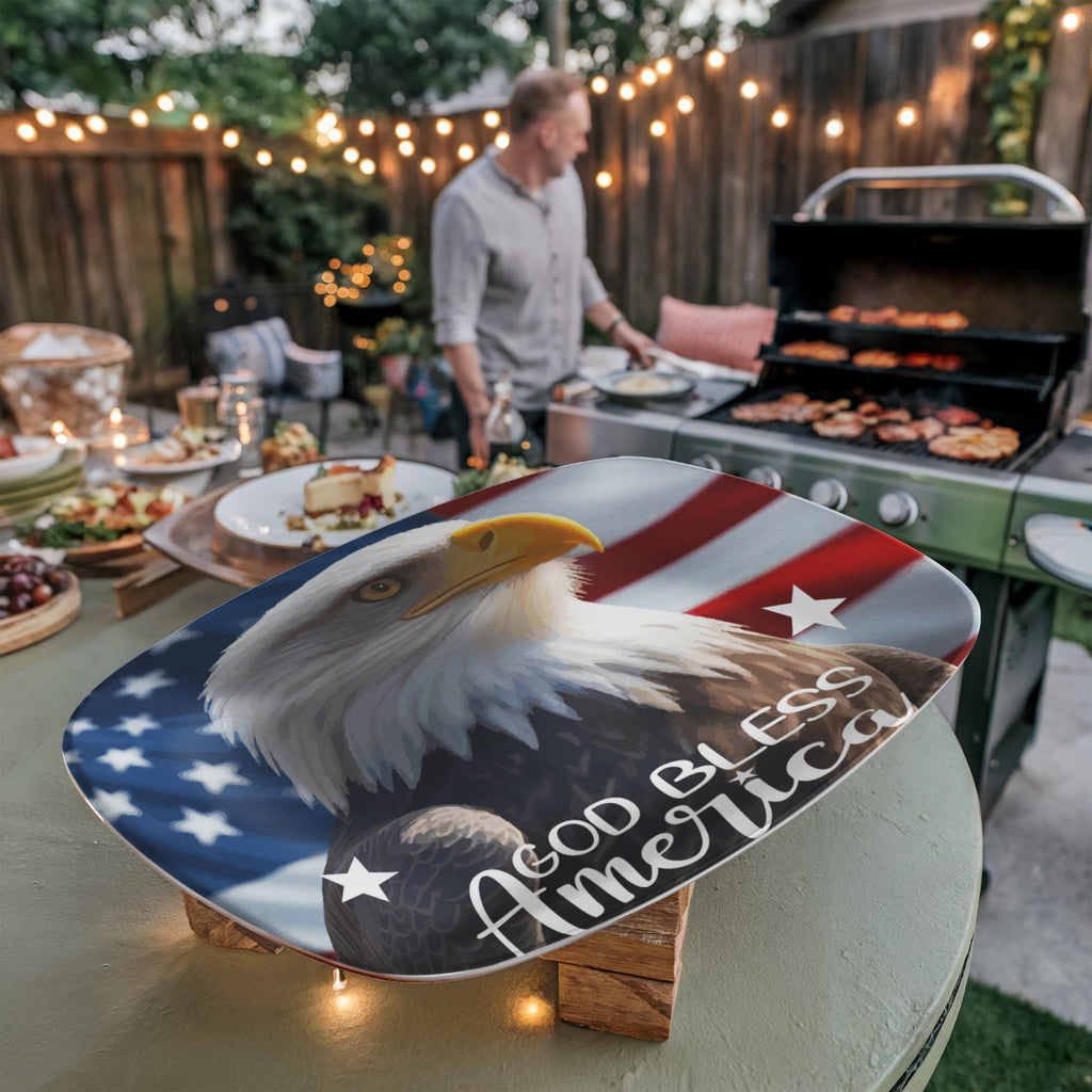 God Bless America Bald Eagle 10”x14” Oval Serving Platter