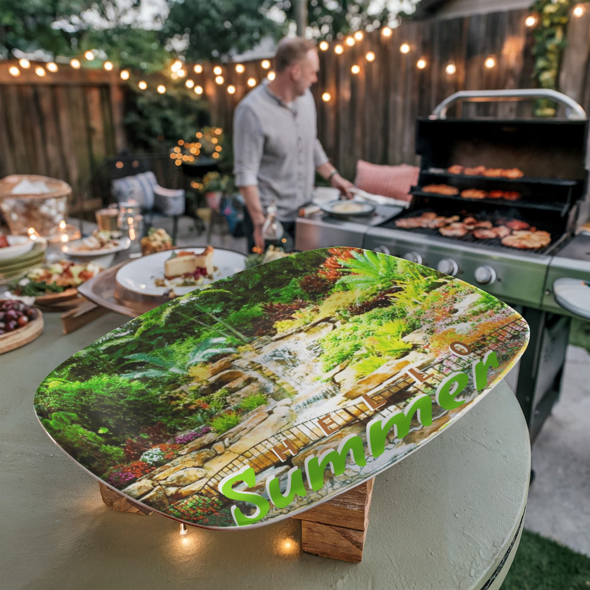 Hello Summer Tropical Waterfall 10" x 14" Oval Serving Platter