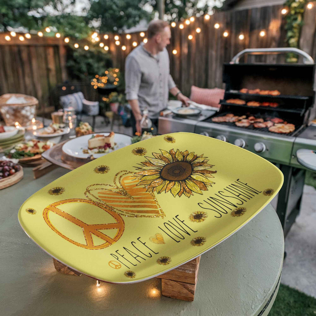Peace Love and Sunshine 10" x 14' Oval Serving Platter
