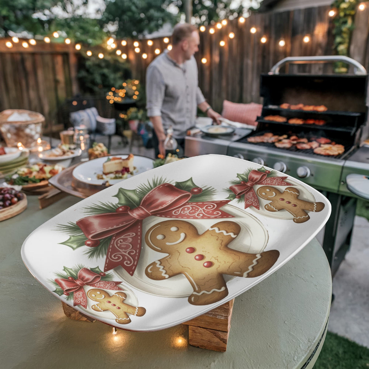 Christmas Gingerbread Man Oval Serving Platter - 10" x 14"