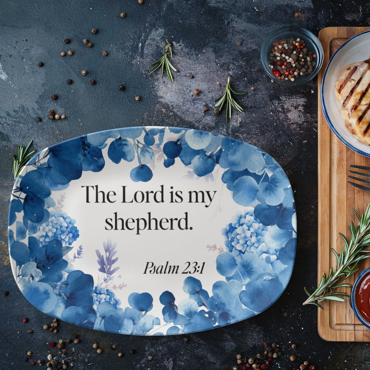 The Lord is My Shepherd Faith Based 10" x 14" Oval Serving Platter