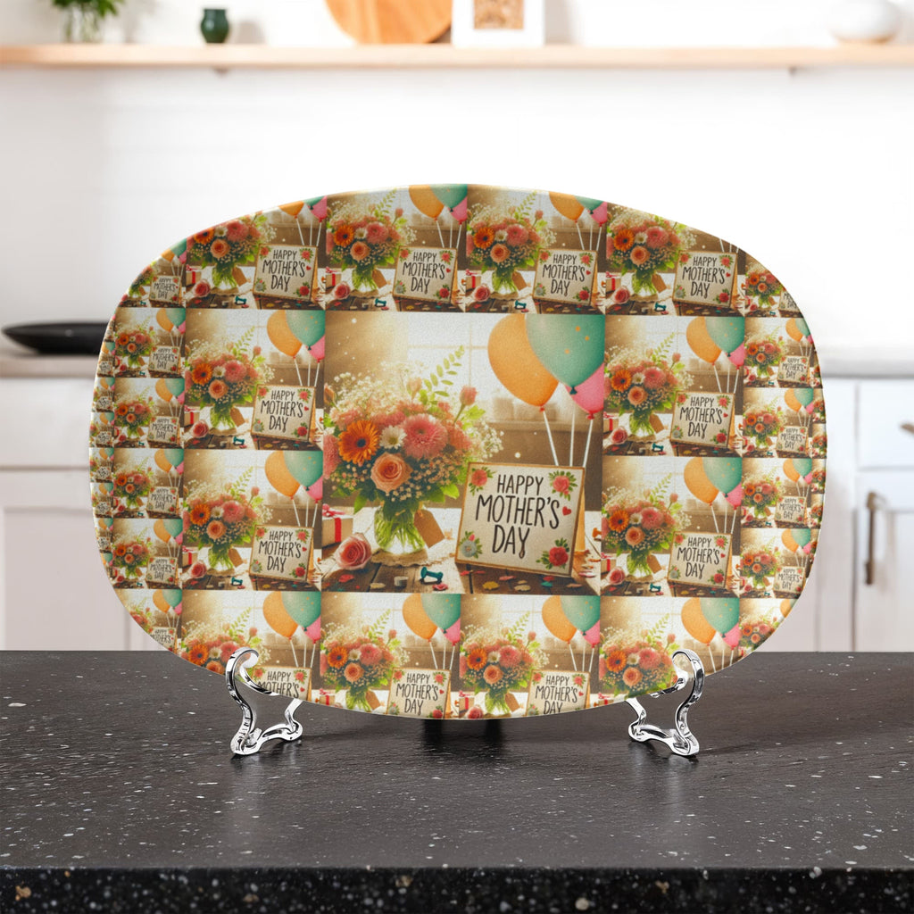 Happy Mother's Day Pattern 10”x14” Oval Serving Platter