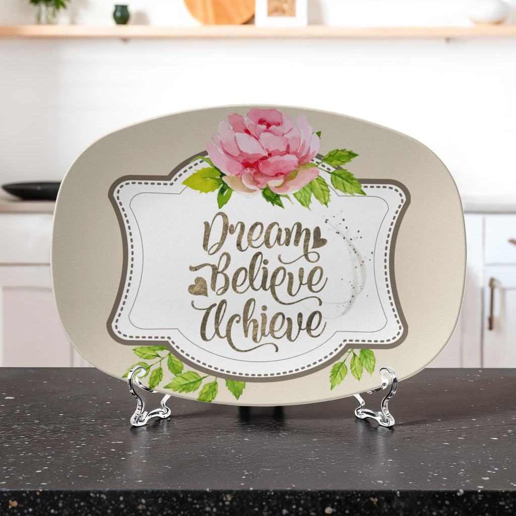 Dream Believe Achieve Inspirational 10" x 14" Oval Serving Platter