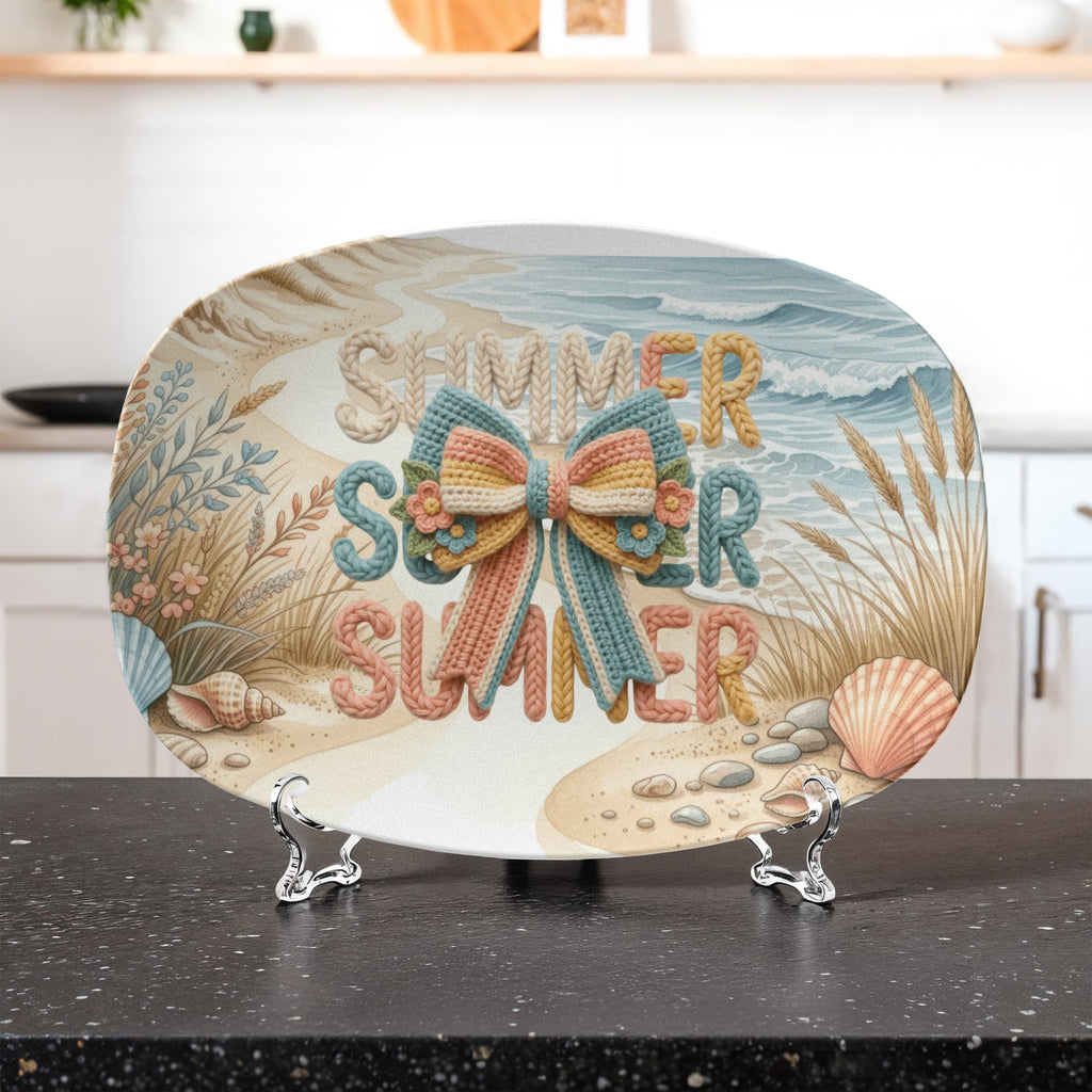 Summer Summer Summer Faux Yarn 10" x  14" Oval Serving Platter