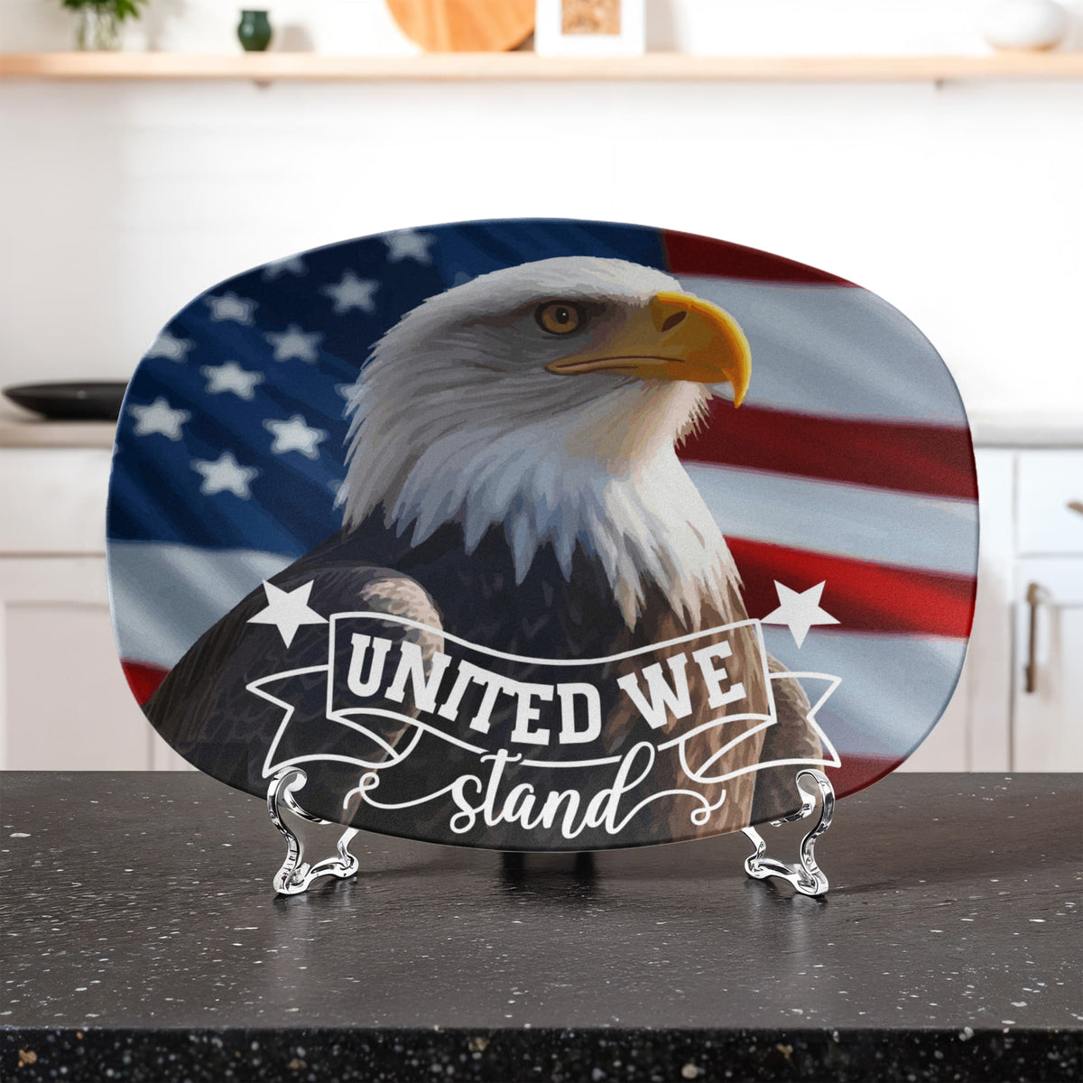 United States Bald Eagle United We Stand 10”x14” Oval Serving Platter