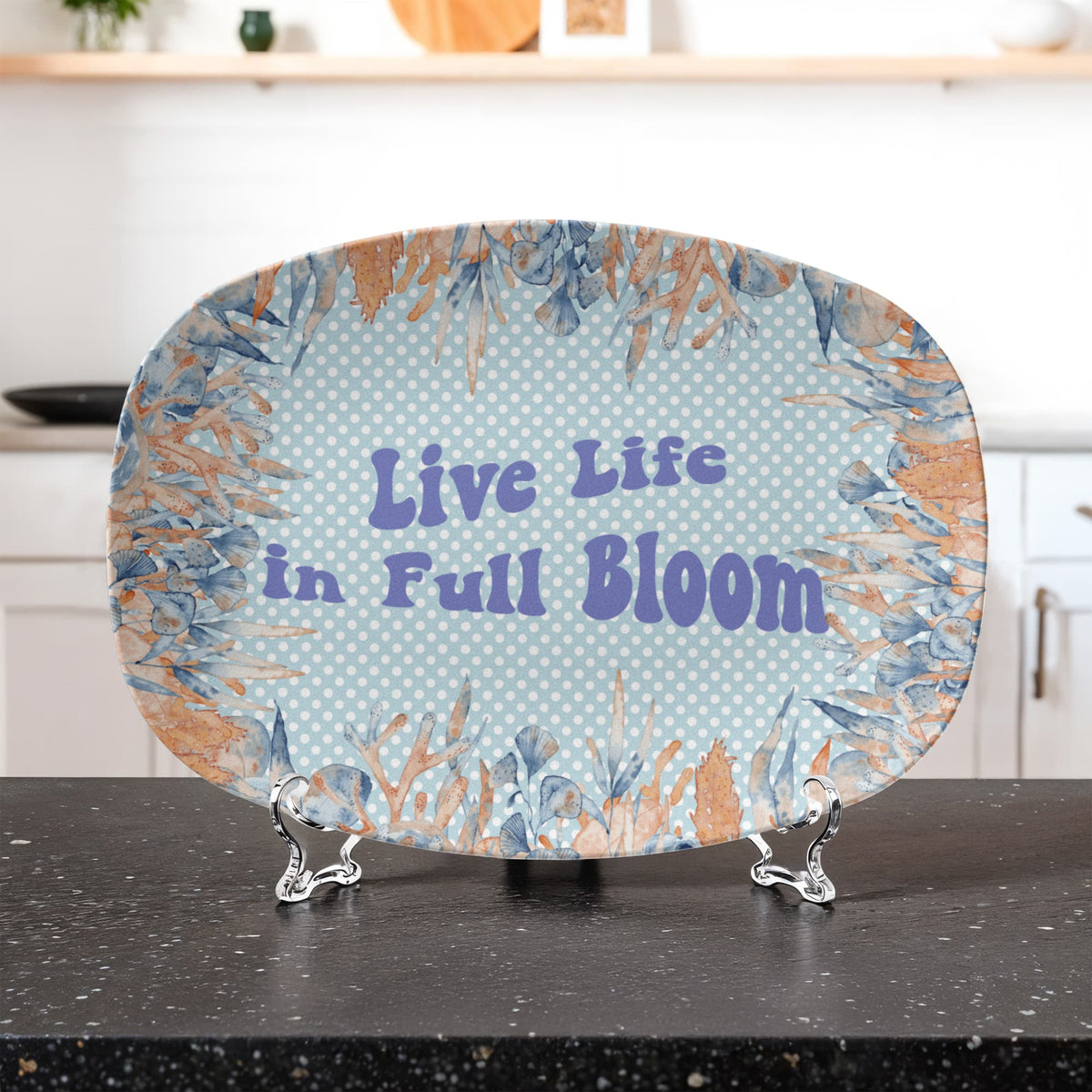 Live Life in Full Bloom Summer 10" x  14" Oval Platter