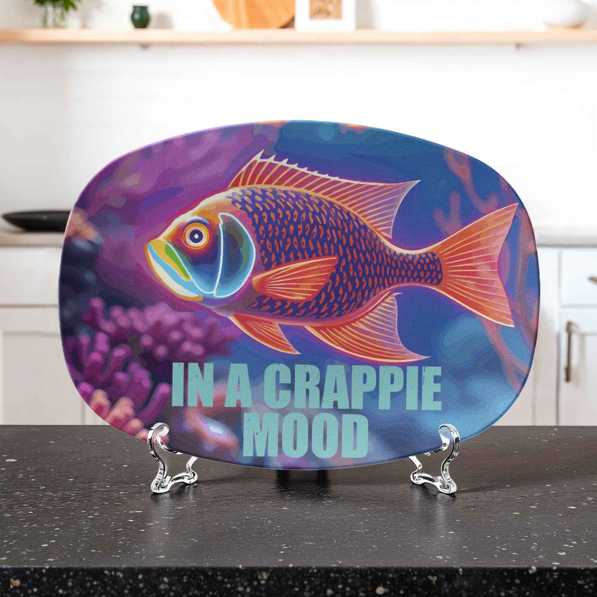 In a Crappie Mood Fish 10" x 14" Oval Serving Platter