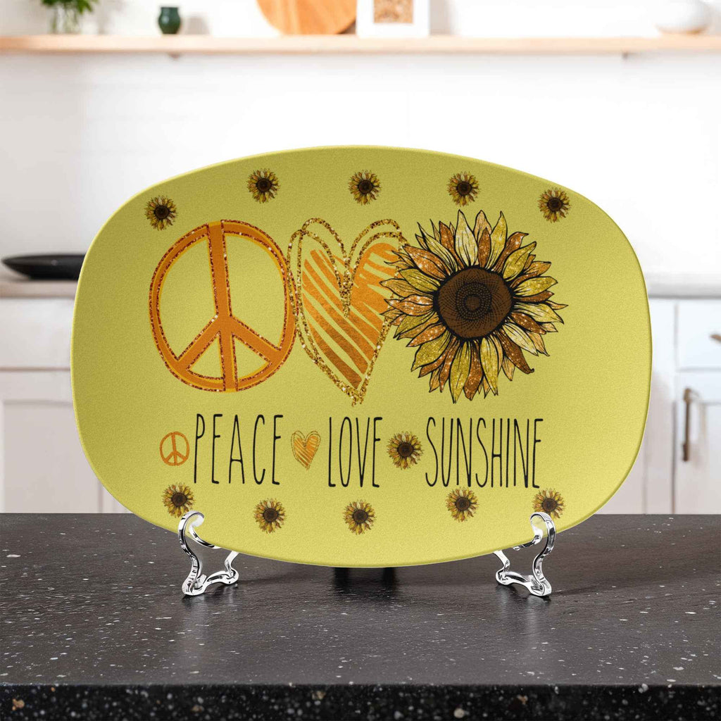 Peace Love and Sunshine 10" x 14' Oval Serving Platter
