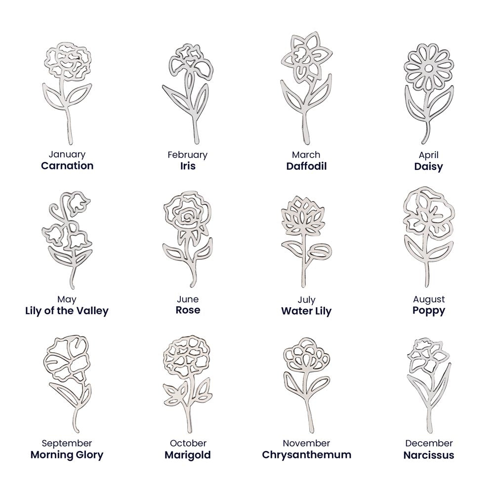 Personalized Floral Name Necklace with Birth Flower