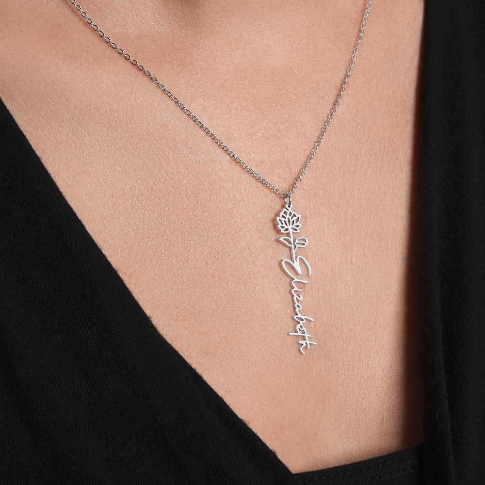 Personalized Floral Name Necklace with Birth Flower