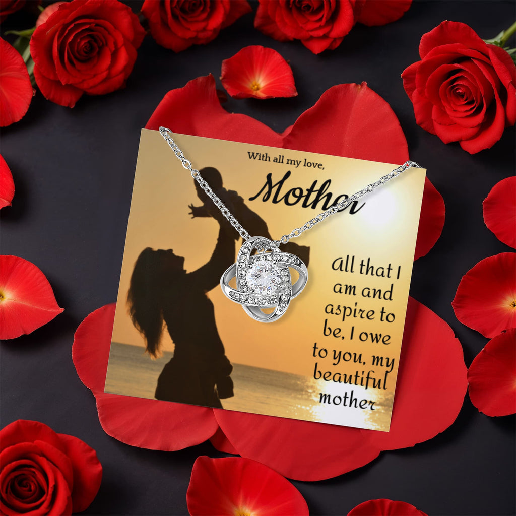 With All My Love Mother - Love Knot Necklace - Luxurious Box with Preserved Rose