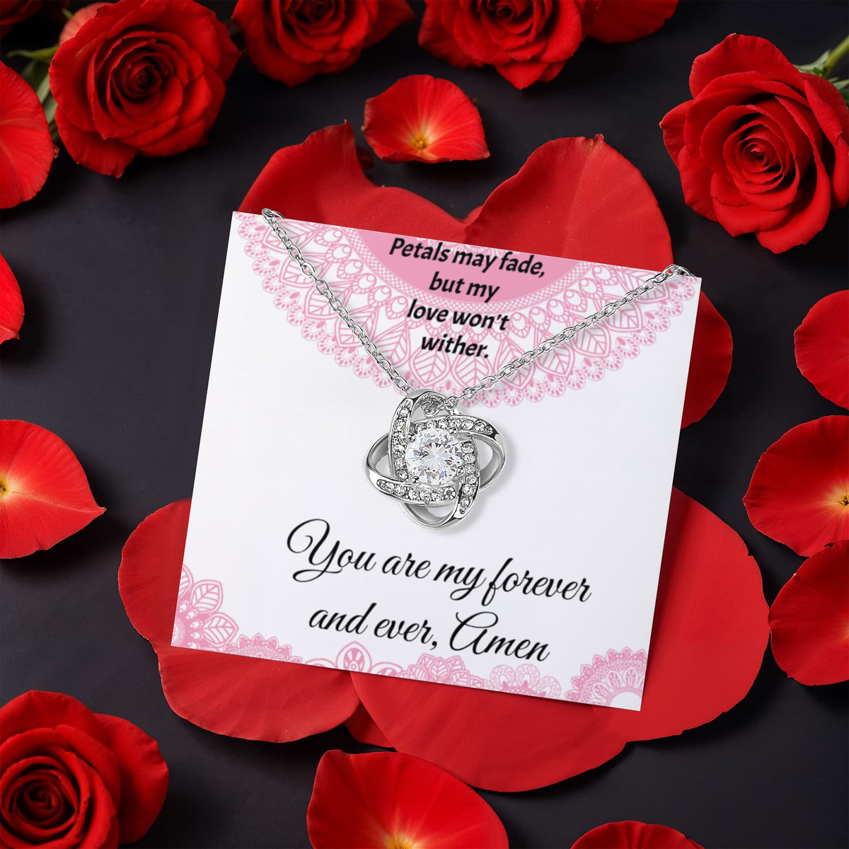 You Are My Forever and Ever Card with Love Knot Necklace and Gift Box