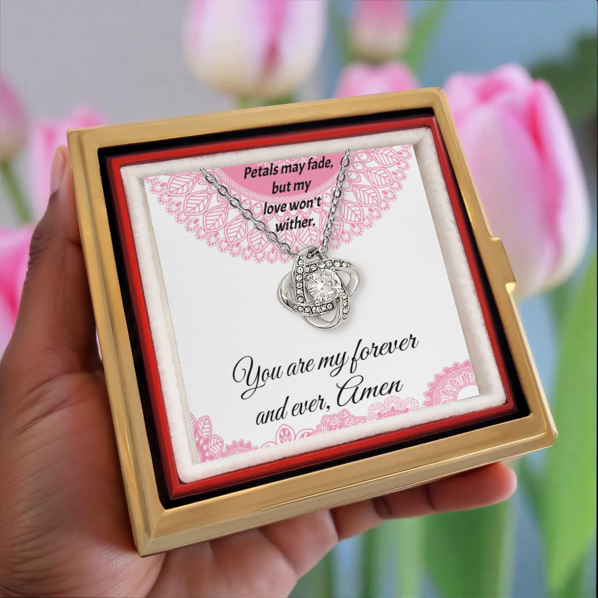 You Are My Forever and Ever Card with Love Knot Necklace and Gift Box