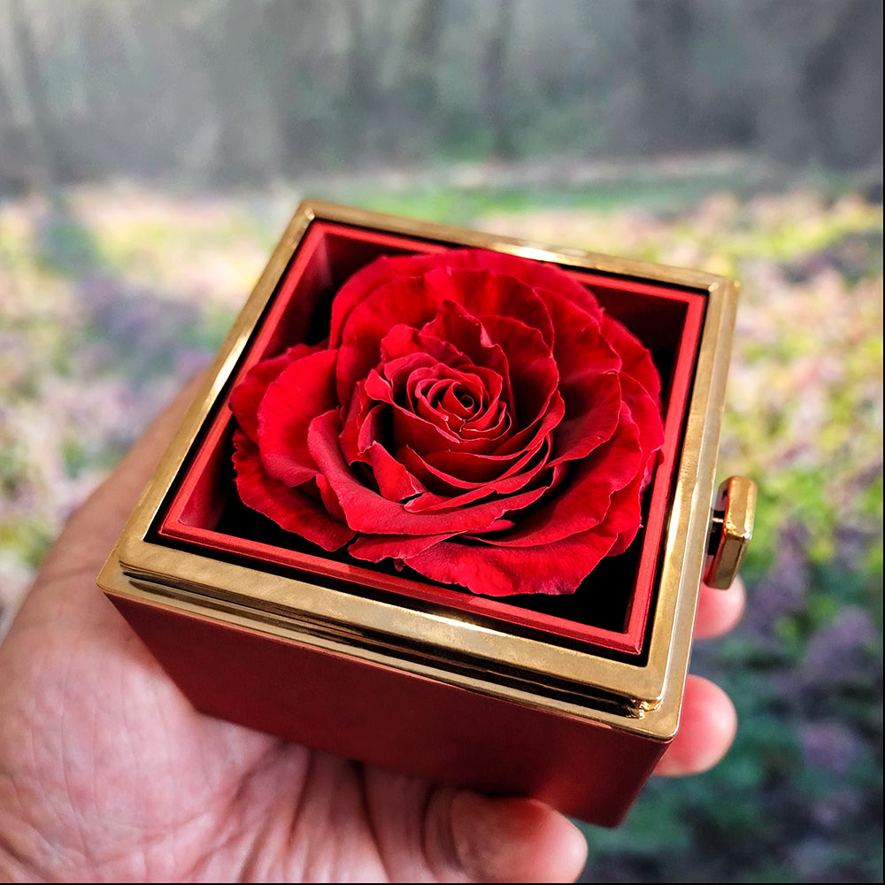 For My Beloved Mother on Mother's Day with Love Knot Necklace and Preserved Red Rose
