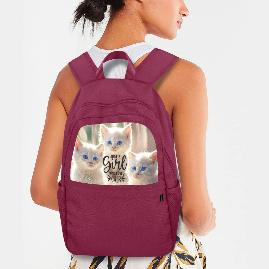 Just a Girl Who Loves Cats Magenta Backpack | Upper Part Printing